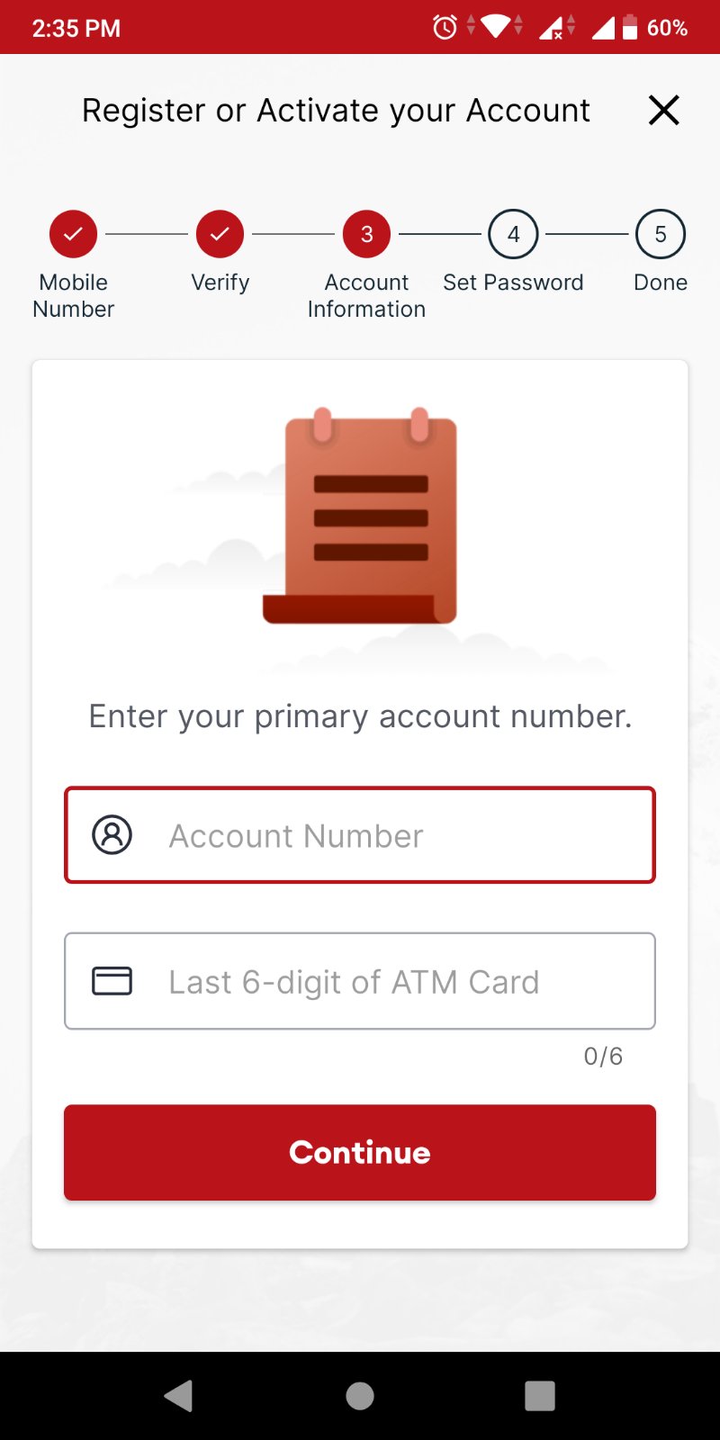 Enter Account Number - Image